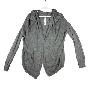 Lululemon Cabin Yogi Wrap Cardigan Women 8 Hooded Open Front Gray Knit